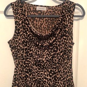 Animal Print Sleeveless Blouse - Calvin Klein Med